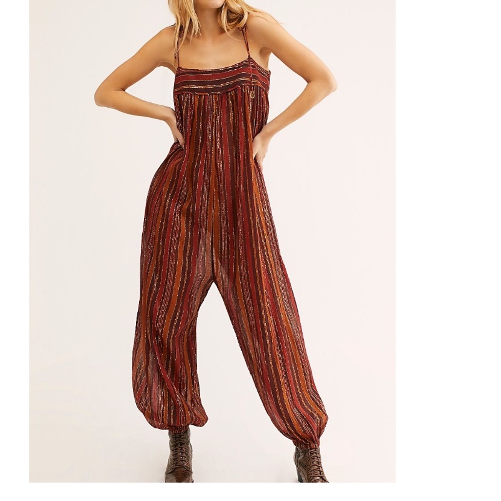 NWT Free People Harem Lurex Jumpsuit XS